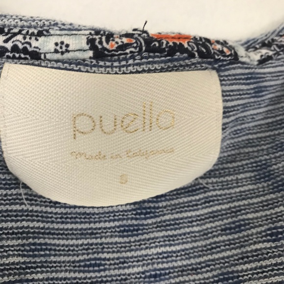 Puella Blue Striped Hooded 3/4 Sleeve Tunic Small - Picture 7 of 8